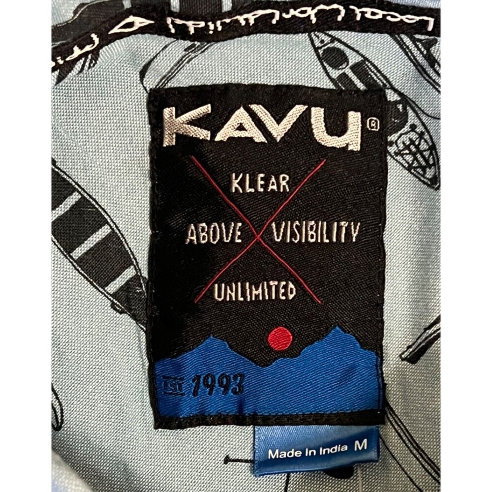 KAVU Juan Paddle Out Blue Button Down Shirt Cotton Preppy Outdoors Men's M NWT - Picture 4 of 10